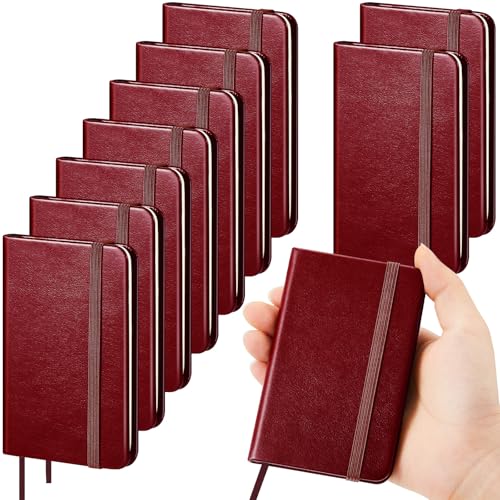 Qeeenar 10 Pcs Mini Pocket Notebook, Solid Color, Burgundy - color: Burgundy, size: Solid Color