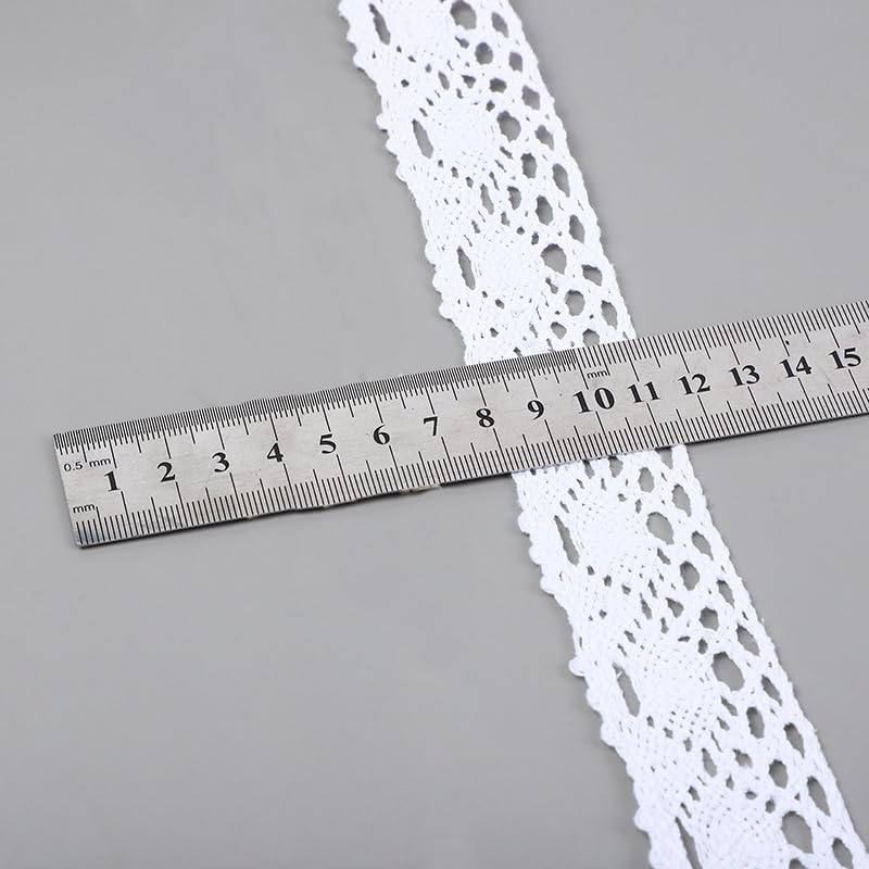 10 Yards 1.5inch Lace Ribbon Crochet Cotton Lace Trim Vintage Lace Trim for Sewing Dollies Clothes Wedding Crafts Supply (White B) - color: White B