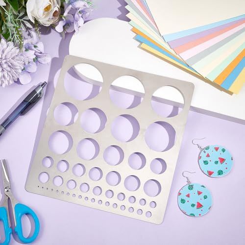 UNICRAFTALE 1Pcs Metal Circle Stencil Templates for Drawing, Stainless Steel Painting, Carving & Drafting - style: Flat Round