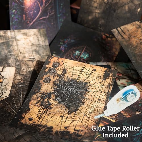 180Pcs Vintage Gothic Scrapbook Paper, Antique Junk Journal Supplies for Scrapbooking Kit, Aesthetic Tree, Spider, Door, Book Designs for Creative Journaling, DIY Crafts - color: Grimoire