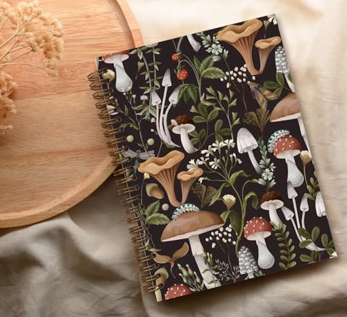 Mushroom Gifts Spiral Notebook Journal for Women, 5.5×8.3 Inch - color: flower 6