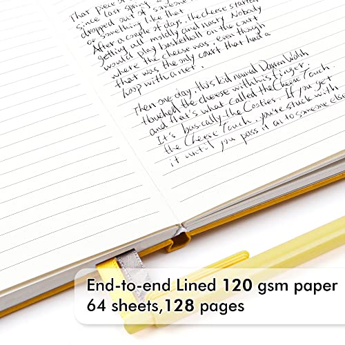 feela 18 Pack Journal Notebook for Work, Business Notebook Bulk Hardcover Lined Writing Journal with Pen Holder for Men Women Note Taking, with 18 Black Pens, 120 GSM, 5.1”x8.3”, A5, Yellow - color: 18 Yellow