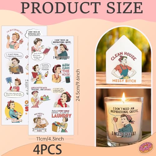 4 PCS Retro Sarcastic Women Cuttable UV DTF Stickers - style: retro sarcastic women