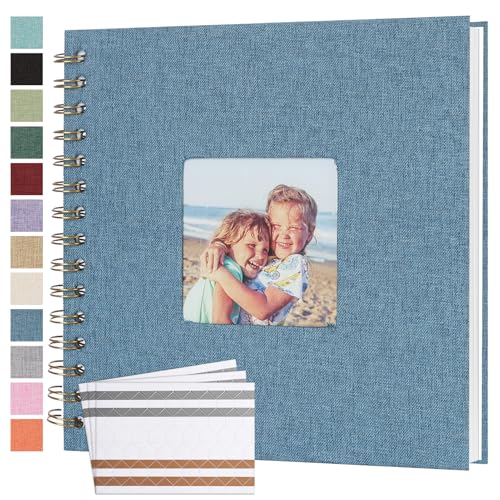 Scrapbook Photo Album Linen Cover 8x8 Inches 40 Pages Blue | Hardcover Kraft Scrap Book Memory Book DIY Scrapbook Albums for Wedding Baby Boyfriend Travel Anniversary Family - color: Blue, size: 8"x8" 40 Pages