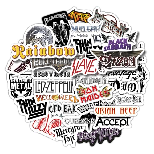 Heavy Metal Band Sticker Pack, Rock Stickers - 35 Pieces, Strong Adhesive & Waterproof Vinyl Stickers for Laptop, Metal Bands - color: Heavy Metal Stickers