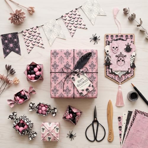 Pink Helloween Scrapbook Paper Pad Journal Decoupage Collage Materials - color: Pink Helloween