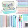 JIZHIYUAN 54PC Aesthetic School Supplies with Blue Pencil Case for Students - color: Blue