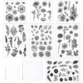 Outus 9 Pcs Flower Clear Stamps Set with 2 Acrylic Blocks, Transparent