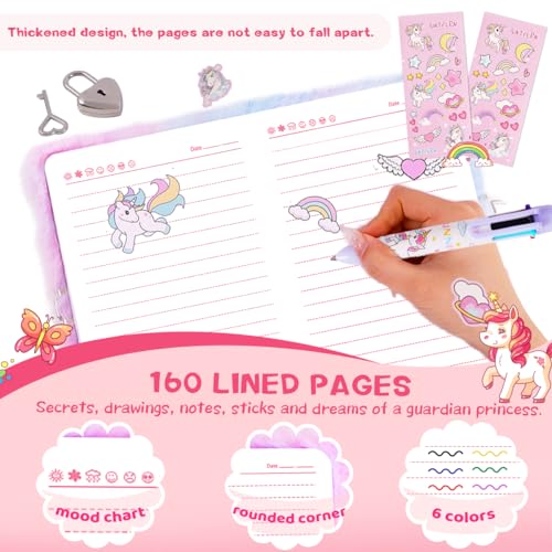 Unicorn Diary with Lock, Secret Journal for Girls Ages 6-8 - style: Unicorn