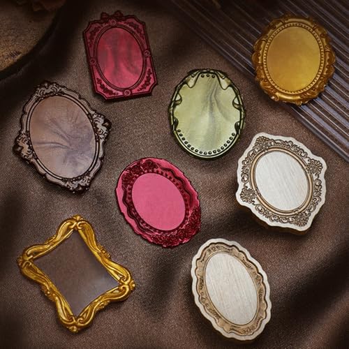 Frame Wax Seal Stamp Kit, 3D Embossed Relief Carving Wax Seal Stamp Head and Wood Handle, Decor for Envelope Wedding Invitation and Sealing Letter (F1) - color: Frame Wax Seal Stamp 1