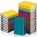 Aodaer 50 Sets Pocket Notebook Journal with Pens 160 Pages 3.5 x 5.5 Inch Mini Lined Journal Notebook A6 Leather Hardcover College Ruled Notepad with Pen Holder for School Office Gifts, Rainbow Colors - color: Mixed Colors