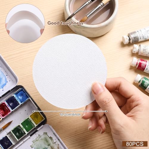 80 Sheets Round Watercolor Paper, 4 Inch, 110 Lb/230 GSM, White - size: Round/4 in