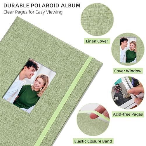 Vienrose Mini Polaroid Photo Album 208 Photos 2x3 Inch Grass Green 1 PACK - color: GrassGreen, size: 1 PACK