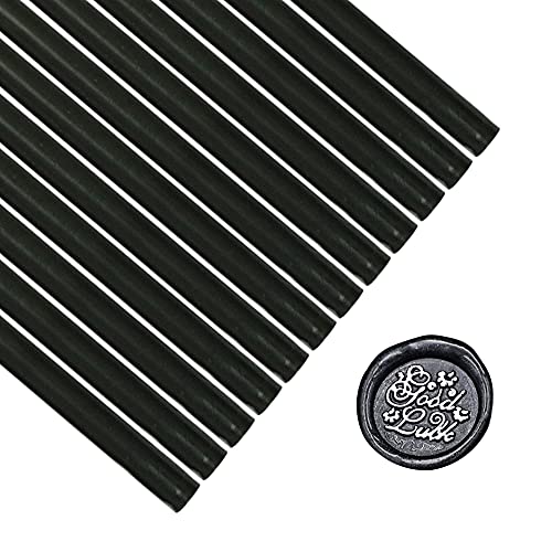 12PCS Black Sealing Wax Sticks for Wax Seal Stamp, YOSENLING Seal Wax Sticks for Glue Gun,Great for Wedding Invitations, Wine Packages,Cards Envelopes, Gift Wrapping (Black) - color: Black