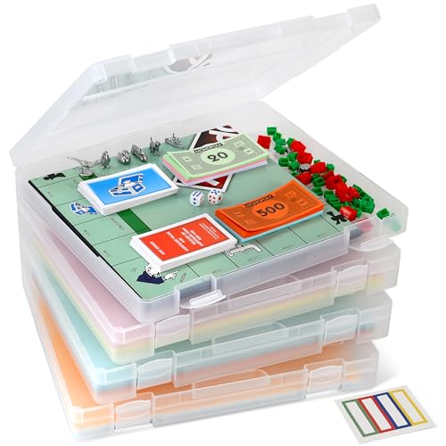 4-Pack Art & Craft Organizer Storage Case - Semi Transparent Stackable Plastic Craft Storage Container, Project Organizer Box Paper Custom Size Fit 8.5 x 11 Paper & More 12.4 x 10.8 x 1.7 In - color: Clear 4-Pack Short