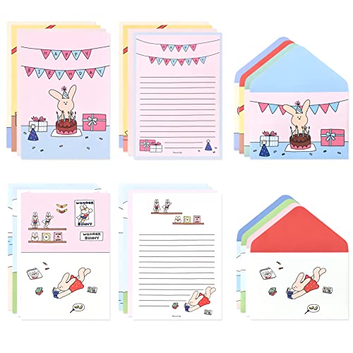 Monolike Happy and Lucky Letter Paper and Envelopes Set - 8Type, 32 Letter Paper + 16 Envelopes - color: Happy and Lucky