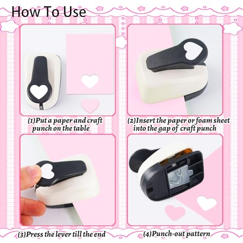 Heart Punches for Paper Crafts, Heart Shaped Hole Punch 1 in 5/8 in 3/8 in - size: 3 Pack, 3/8+5/8+1 in