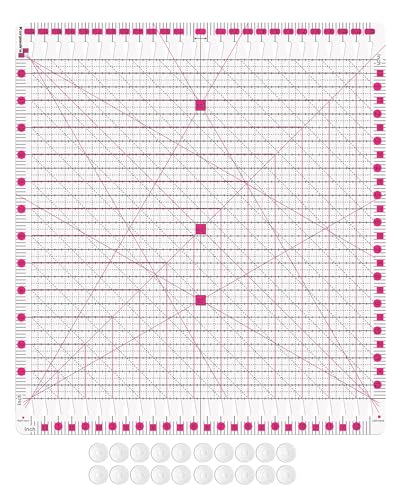 Quilting Ruler- 12.5 * 12.5" Slotted Rulers for Quilting and Sewing Quilt Strip Rulers for Fabric Precise Cutting - color: Pink