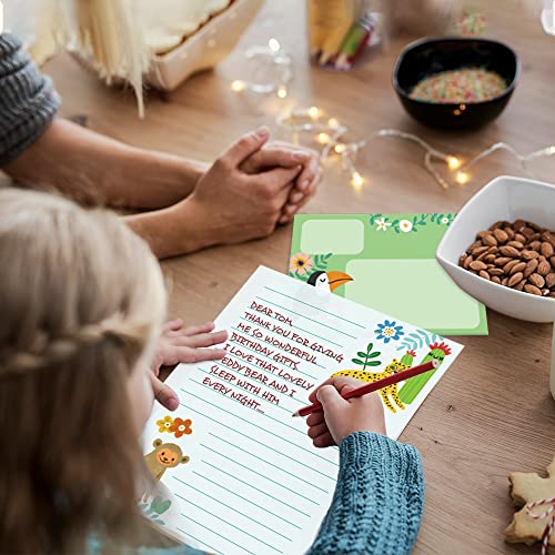 Lined Stationary Paper and Envelopes Set for Kids Safari Animal Stationary Set with Lined Letter Writing Paper 30 Sheets + 20 Envelopes, 8.3 x 5.9 Inch of Each Stationary Paper - style: Safari