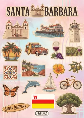 Santa Barbara Sticker Sheet, Santa Barbara Travel Stickers - style: Santa Barbara