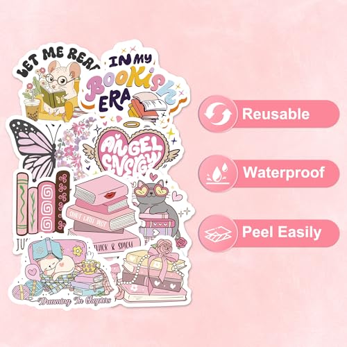 80 Pcs Holographic Bookish Stickers for Scrapbooking, Waterproof Vinyl Romance Book Stickers for Kindle Ebook Scrapbook Laptops waterbattle, Reading Glitter Decals for Teens Adults - color: Holographic Bookish Style