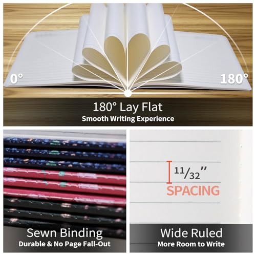 Sentudenl Stitched Composition Notebooks 2-Pack with Unique Art Designed Cover , A5 Lined Diary (8.2"L*5.5"W), Lay Flat Design, 80 Pages Office Workbooks, Thicked Paper Writes Smoothly for School and Office (Shining Drift) - color: Shining Drift