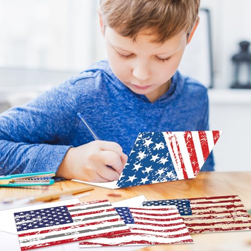 Treasure Cove Patriotic Greeting Card with Envelopes American Flag NoteCard