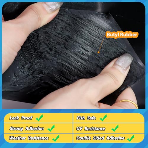 Pond Liner Seam Tape, Double Sided Butyl Rubber Tape Kit, Total 3" x 60'