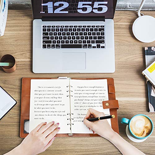 WONDERPOOL Leather Journal Refillable Notebook Spiral Diary Binder Portfolio - A5 Dotted Paper & Inner Pockets for Travel Work and Personal Organizer (Brown, A5) - color: Brown, size: A5