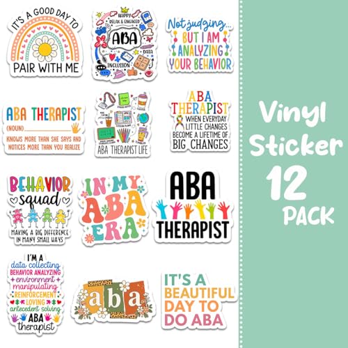 (12pcs-3in) ABA Therapist Sticker Funny Stickers Behavior Analysis Gifts - color: Aba Therapist