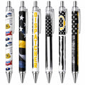 6PC 911 Dispatcher Pens Thin Gold Line Yellow Ballpoint Pen Black Ink First Responder Telecommunication Call Coworker Appreciation Week Gifts Accessories Supplies Office Decor Desk Decoration - style: Dispatcher