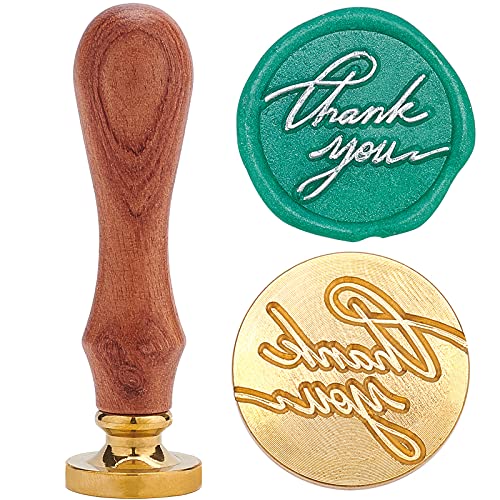 CRASPIRE Wax Seal Stamp Thank You Wedding Vintage Sealing Stamps Blessing Words 25mm Removable Brass Head with Wooden Handle for Thanksgiving Halloween Invitations Envelopes