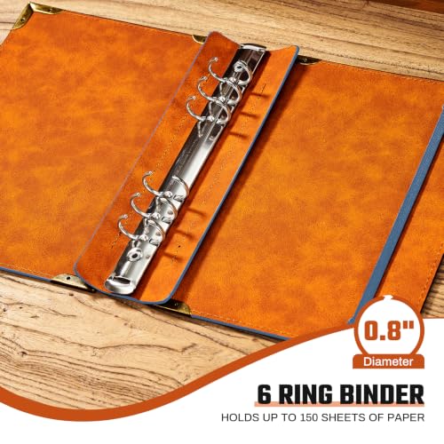 Ovesmusl PU Leather A5 Binder 6 Ring Refillable Journal Cover No Refill Paper A5 Planner Binder Loose Leaf Binder for Notebook 5.7”x8.3” with Elastic Closure, Blue Tree - color: Blue Tree, size: A5 Binder Cover
