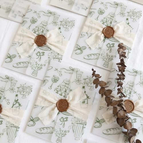 Vellum Paper 5x7 Pre-Folded Green Party Pattern, Vellum Jackets 30 Pcs - color: Green Party Party Joy
