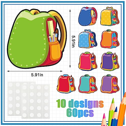 Chuangdi 60 Pcs Backpack Cutouts Cartoon Backpack for Classroom - style: Backpack