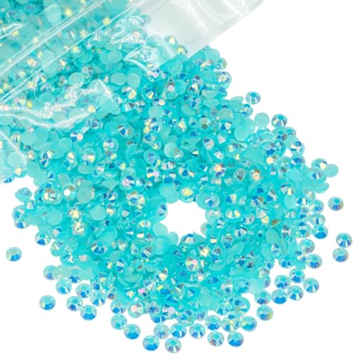 5000PCS 4mm Aquamarine AB Resin Rhinestones for Crafts Lake Blue Flatback Jelly Rhinestones Bulk SS16 Non-Hotfix Stones Diamonds Crystals Gems for Mugs Tumblers Bottles Cups DIY Crafts Decoration etc - color: Aquamarine AB, size: 4mm Small Wholesale Pack