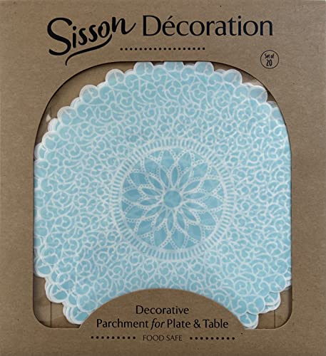 Parchment Paper Doilies for Cheese & Charcuterie Boards - Sisson Rounds, Teal, 6 ½”D, Pack of 20. Made in USA with French Parchment Paper. Rinse clean, dry, reuse. - color: Teal Doilies