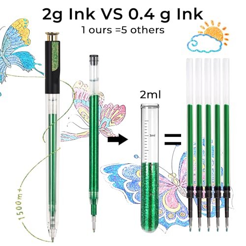 Retractable Aurasparkle Glitter Gel Pens, 24 Large Capacity Metallic Pens | 1 mm Fine Point Smooth Writing Color Pen for Adult Coloring Book Note Taking Aesthetic Art Supplies - color: 24 Sparkle