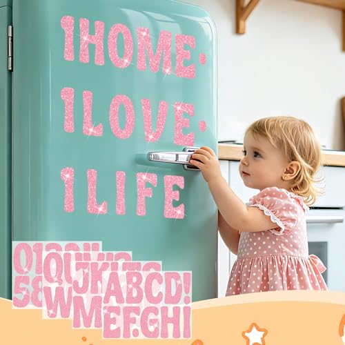 Bulletin Board Letters 129 PCS Glitter Letter Stickers Large 4 Inch, Pink - color: Pink, size: 4 Inch