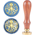 CRASPIRE Octopus Wax Seal Stamp Ocean Vintage Sealing Wax Stamps Animal Retro Removable Brass Stamp Head with Wood Handle for Wedding Invitations Envelopes Halloween Wrapping