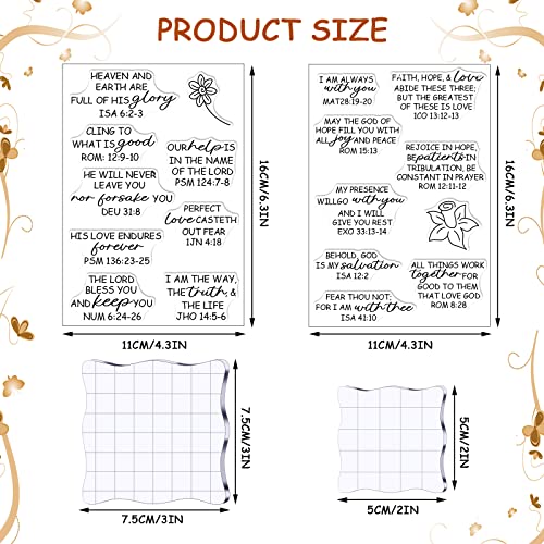 6 Pcs Christian Bible Verse Clear Rubber Stamps for Card Making 4 Sheets Christian Bible Verse Clear Rubber Stamp and 2 Pcs Acrylic Blocks for DIY Scrapbooking Journaling Card Making
