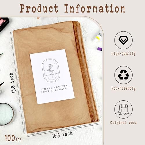 Diuhofart 100 Sheets Gampi Rice Paper, 13.8x16.5”, Handmade Antique Translucent Art Paper, Thin Yet Strong Fiber for Chinese Calligraphy, Painting, Decoupage, Collage and Junk Journaling - color: 100 Ancient Cicada Wing Paper, size: 13.8 x 16.5 Inches