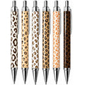 6PC Cheetah Print Retractable Pens Bulk Gift Set Cute Girly Leopard Jaguar Animal Prints Teachers Writing Pen Office Desk Accessories Journal Planner School Supplies Party Favor Gifts for Women Adults - style: Cheetah