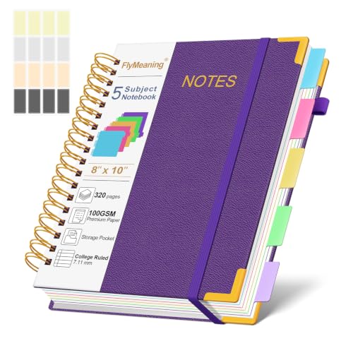 Hardcover Spiral Notebook Journal with Removable Dividers Tabs - color: Purple, size: 8"x10"
