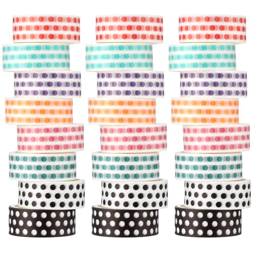24 Rolls Polka Dot Washi Tapes for Back to School Gifts Crafts - size: 0.6 Inch, style: Polka Dot