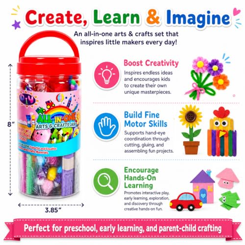 FUNZBO Arts and Crafts Supplies for Kids - Toddler DIY Craft Set - size: Jar Set (Medium)