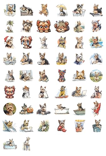 100 PCS Yorkie Stickers Pack – Waterproof Dog Decals for Water Bottles, Laptops, Phones, Notebook, Cars – Cool Vibrant Graphics for Yorkie Enthusiast - color: Yorkie