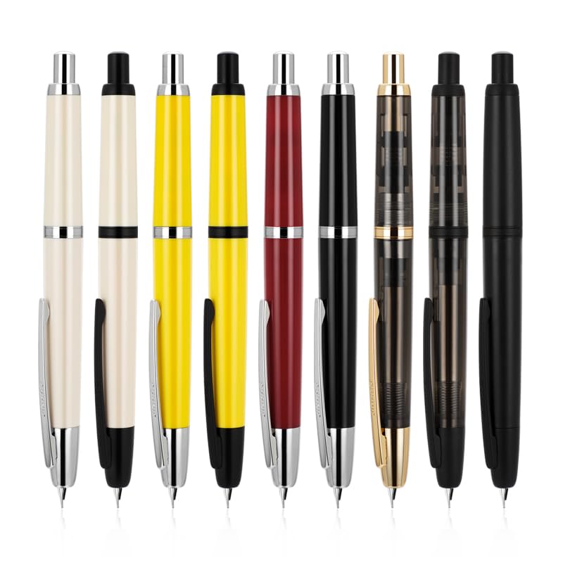 Jinhao 20 Press Fountain Pen, Piano Black Retractable Fine Nib with Ink Converter Set (Silver Clip) - color: Piano Black (Silver Clip), style: Fine