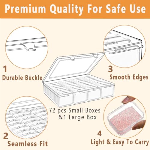 74pcs Bead storage containers, bead organizer boxes and craft storage boxes for bracelet making DIY jewelry craft nails, bracelets, jewelry, diamonds, clay beads, screws 2.5x1.7x0.8Inch - color: 2pack 74pcs(2.5x1.7x0.8Inch)