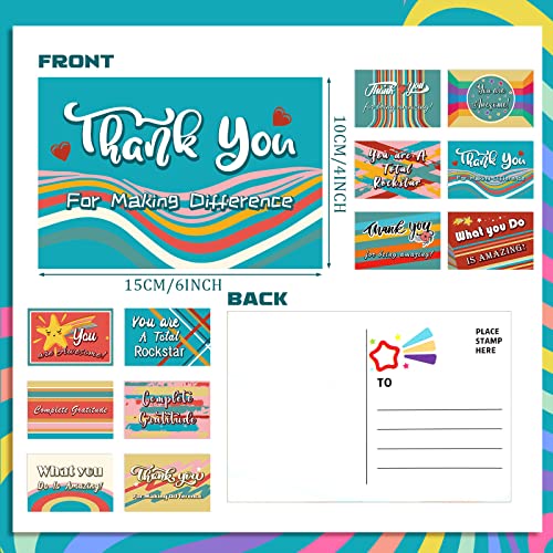 Kosiz 120 Pcs Thank You Inspirational Appreciational Postcard Cards Bulk - style: Thank You